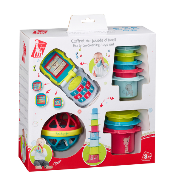 Sophie the Giraffe Toy Set-Music Phone, Ball and Stackable Flowers